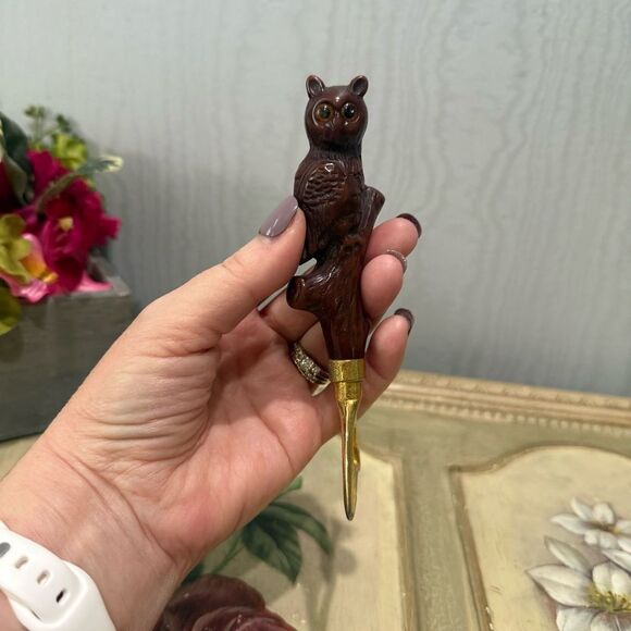 Vintage 70s Look Groovy Owl Figurine Brass Bottle Opener Adorable - Picture 12 of 16